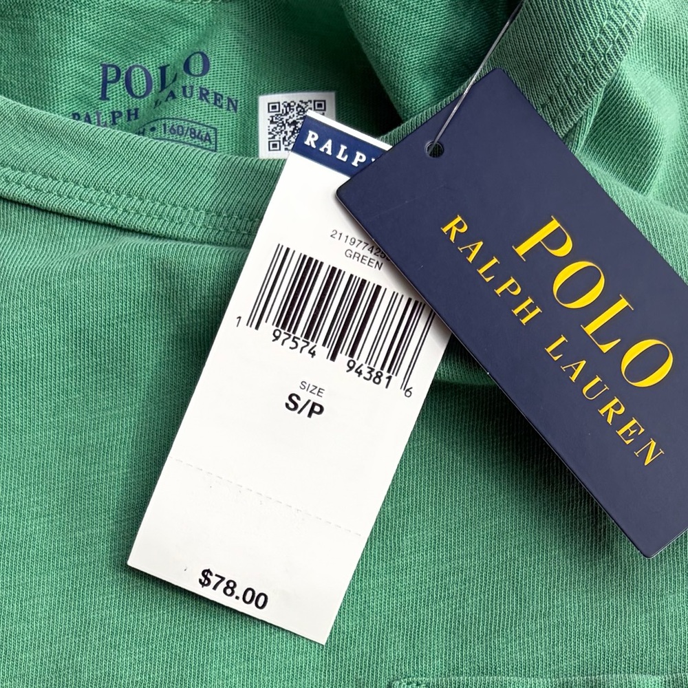 Ralph Lauren Green Pocket Tee with Pink Pony Embroidery - Picture 3 of 5